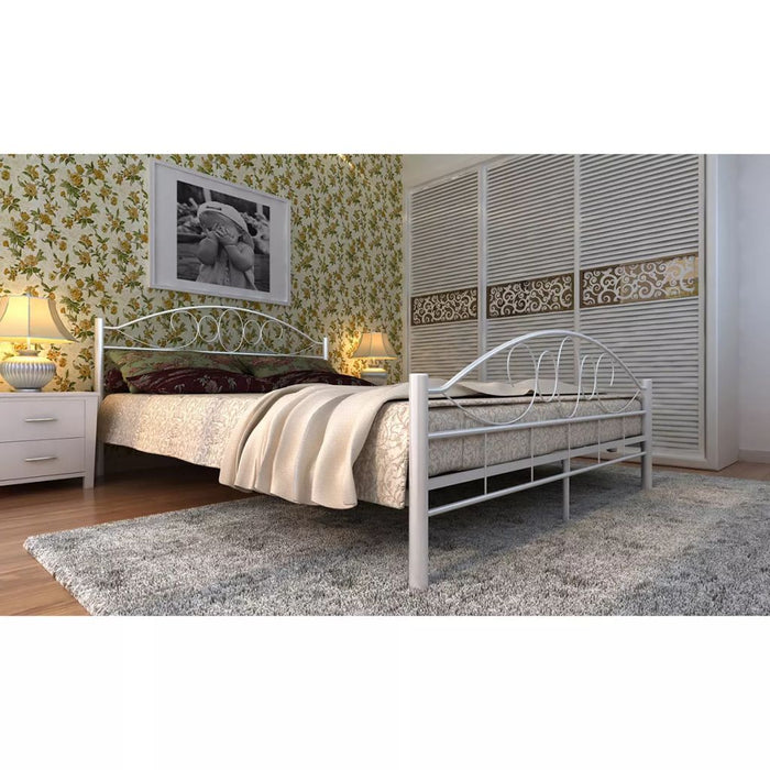 Medina Bed met matras metaal wit 160x200 cm