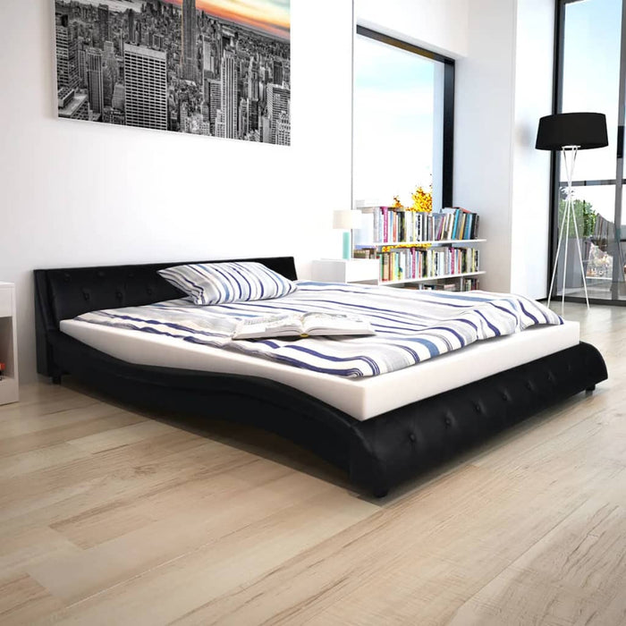 Medina Bed met traagschuim matras kunstleer zwart 160x200 cm