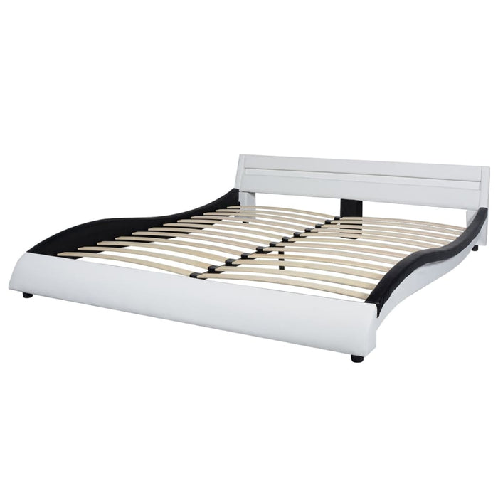 Medina Bed met matras LED kunstleer zwart en wit 160x200 cm