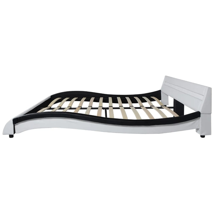 Medina Bed met matras LED kunstleer zwart en wit 160x200 cm