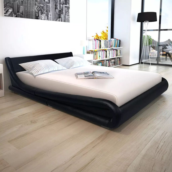 Medina Bed met matras kunstleer zwart 160x200 cm