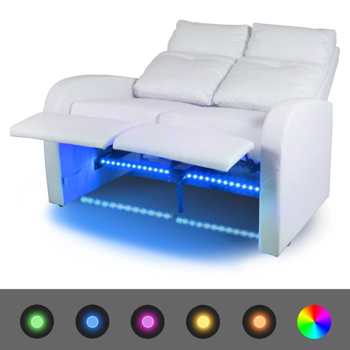 Medina LED-stoel set 2+3-zits kunstleer wit