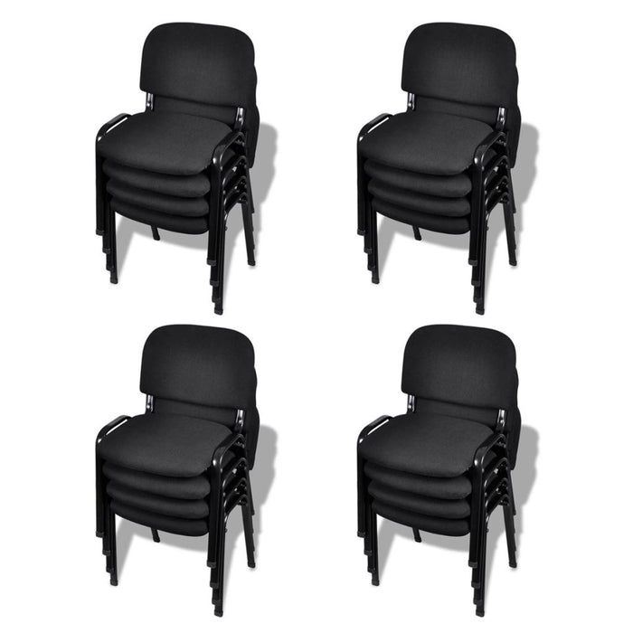 Medina Stapelbare kantoorstoelen 16 stuks stof zwart