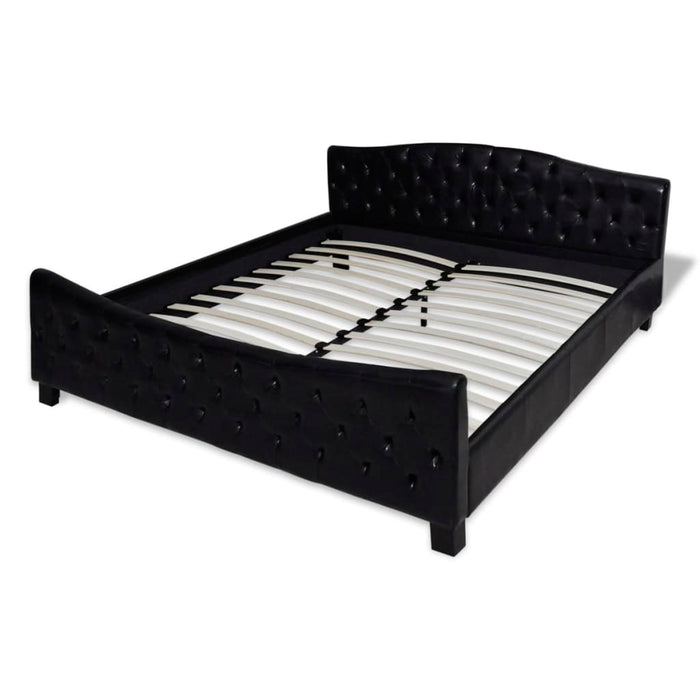 Medina Bed met traagschuim matras kunstleer zwart 180x200 cm