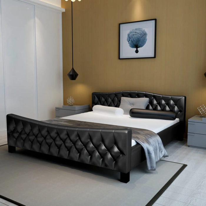 Medina Bed met traagschuim matras kunstleer zwart 180x200 cm