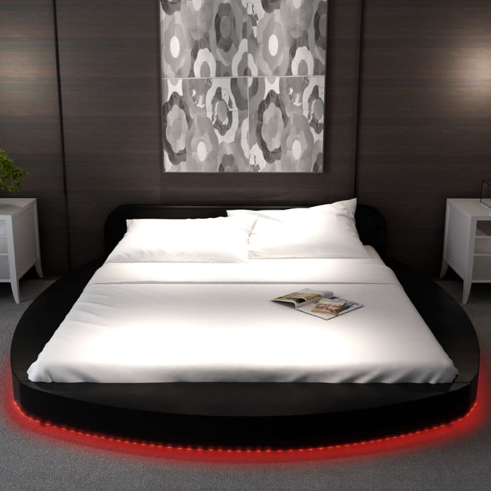 Medina Bed met matras LED kunstleer zwart 180x200 cm