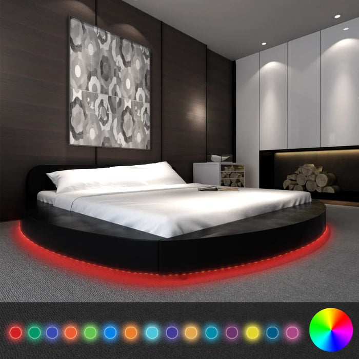 Medina Bed met matras LED kunstleer zwart 180x200 cm