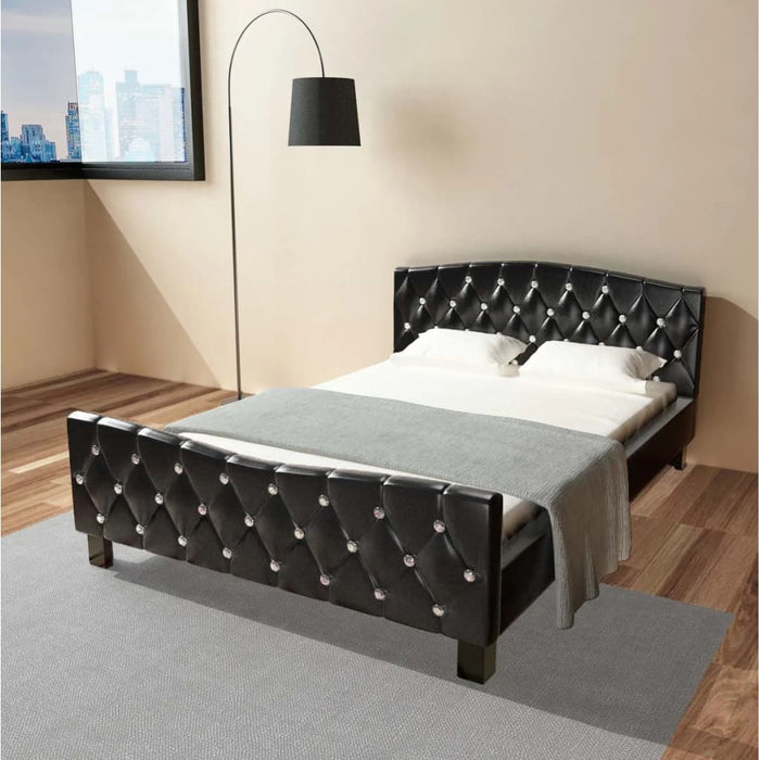 Medina Bed met matras kunstleer zwart 140x200 cm