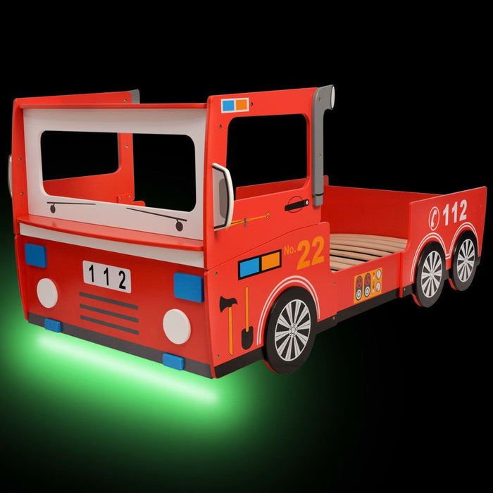 Medina Kinderbed brandweerwagen met LED-verlichting & matras 200x90 cm