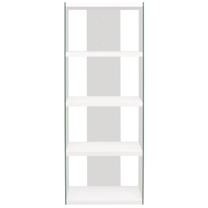 Medina Boekenkast met 4 schappen glas MDF hoogglans wit