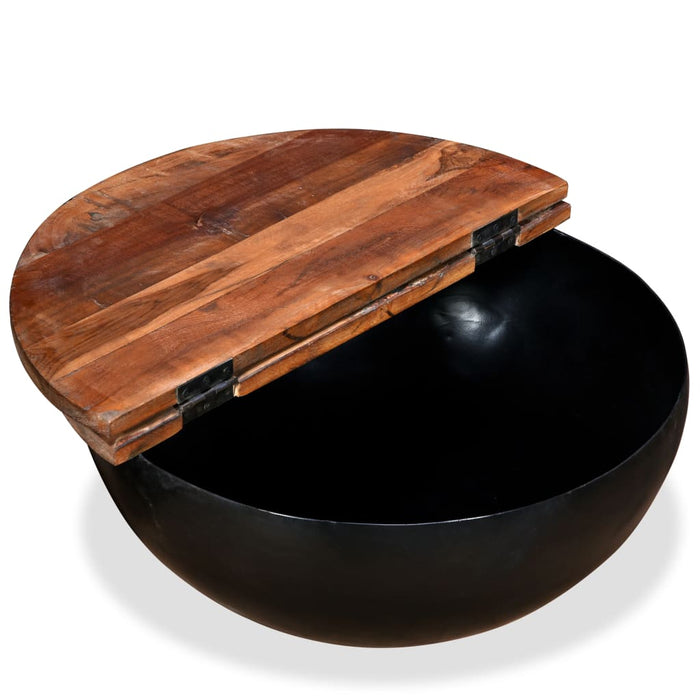 Medina 2-delige Salontafelset komvormig massief gerecycled hout zwart
