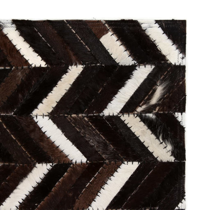 Medina Vloerkleed chevron patchwork 190x290 cm echt leer zwart/wit