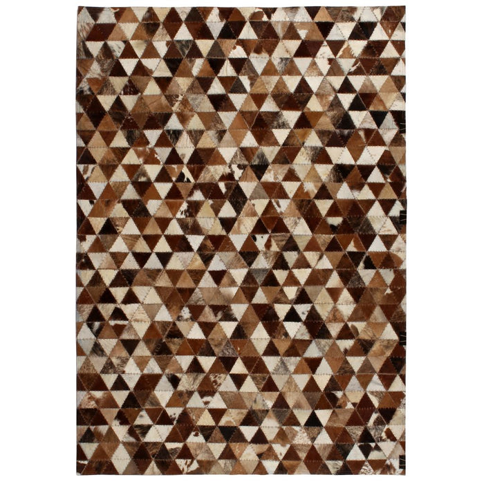 Medina Vloerkleed driehoek patchwork 120x170 cm echt leer bruin/wit