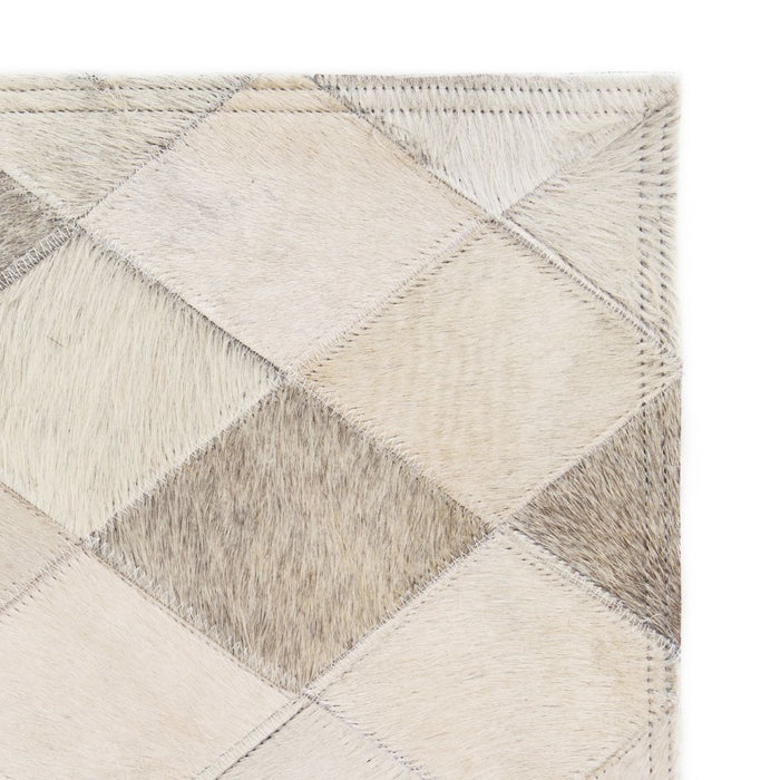 Medina Vloerkleed ruit patchwork 120x170 cm echt leer grijs