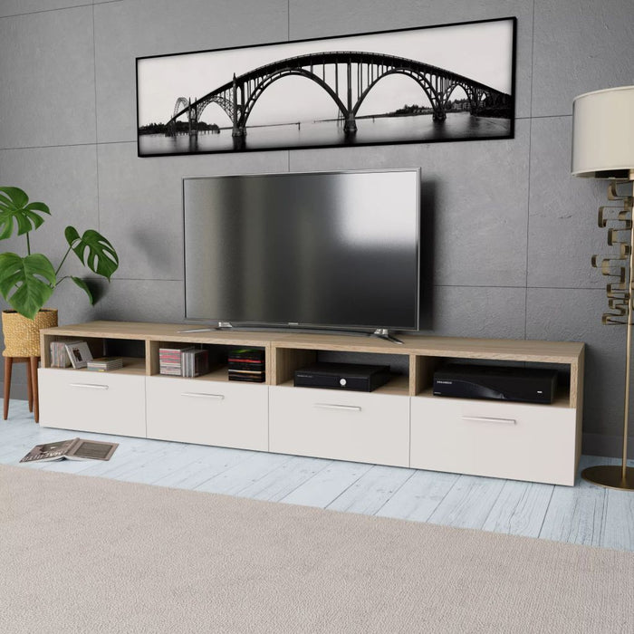 Medina Tv-meubels 95x35x36 cm spaanplaat eikenkleurig en wit 2 st