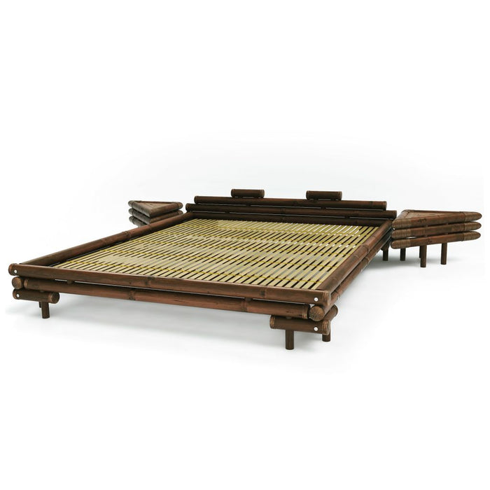 Medina Bed met 2 nachtkastjes bamboe donkerbruin 180x200 cm