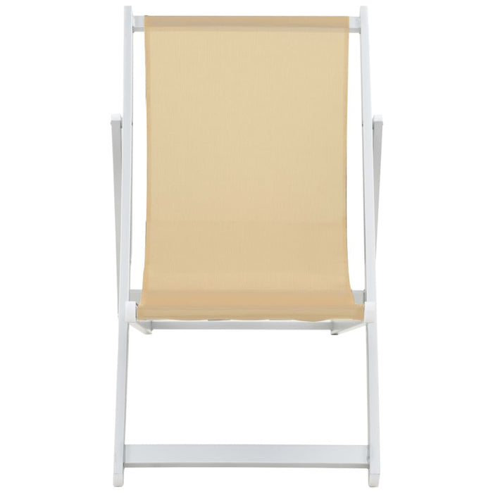 Medina Strandstoelen inklapbaar 2 st aluminium en textileen crème