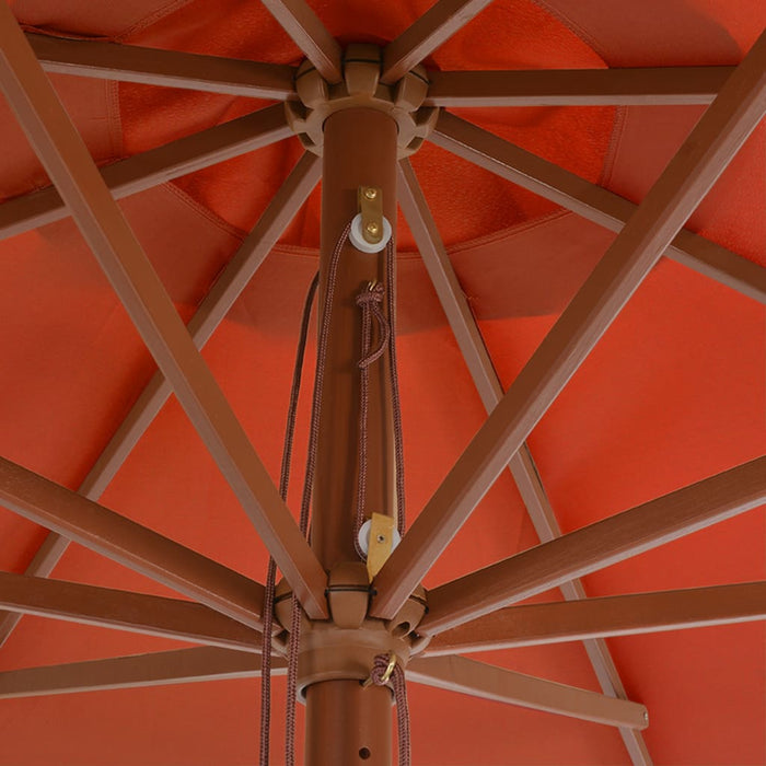 Medina Parasol met houten paal 350 cm terracottakleurig