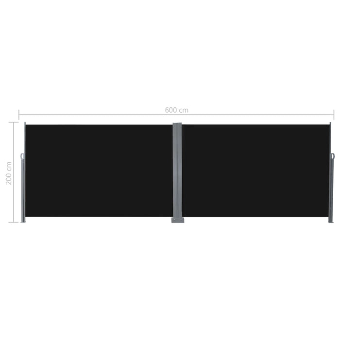 Medina Windscherm uittrekbaar 200x600 cm zwart