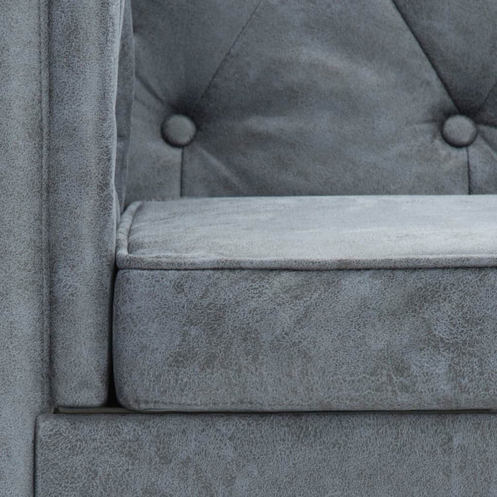 Medina Bankstel Chesterfield-stijl stoffen bekleding grijs 2-delig