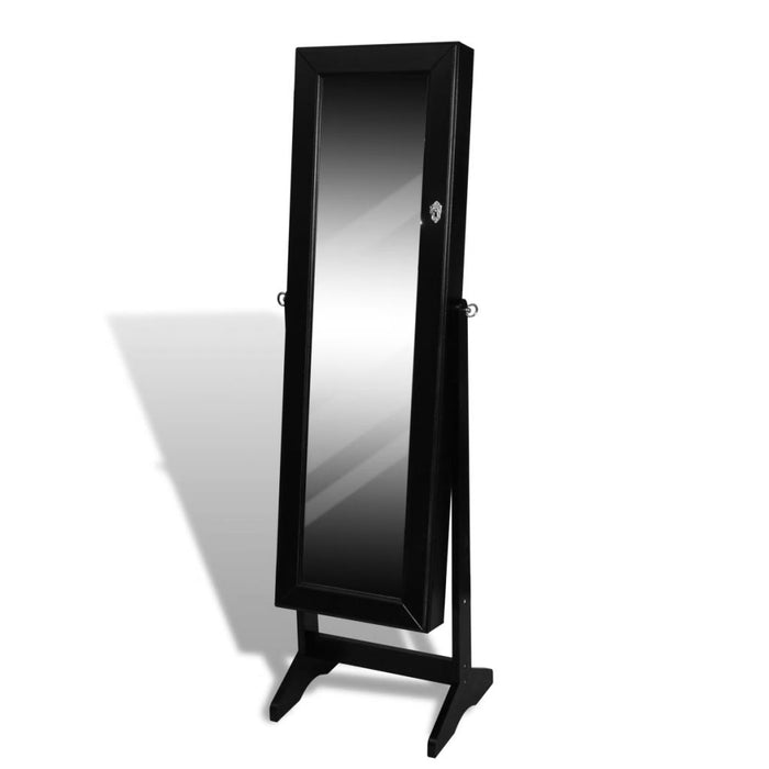 Sieradenkast met spiegel 46 x 146 cm (zwart)
