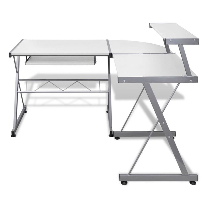 Computer bureau set met uitschuifbaar toetsenbord schap ( Wit)