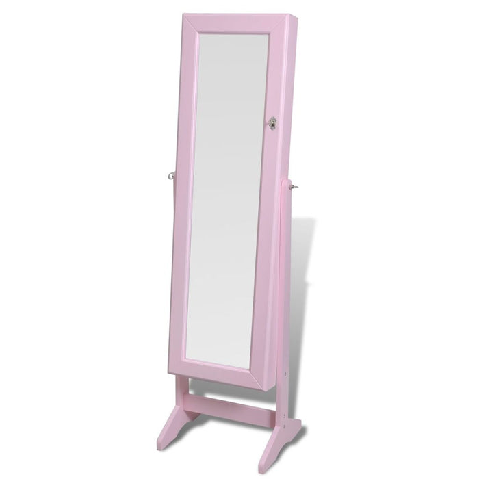 Sieradenkast met spiegel 146 x 37 x 46 cm (roze)