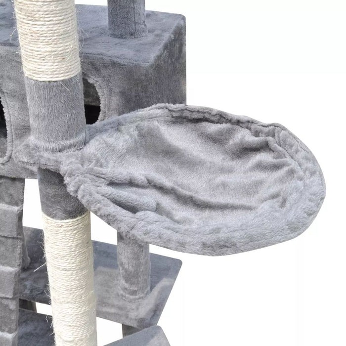 Kattenkrabpaal Medinamie 220/240 cm 3 huisjes (grijs)