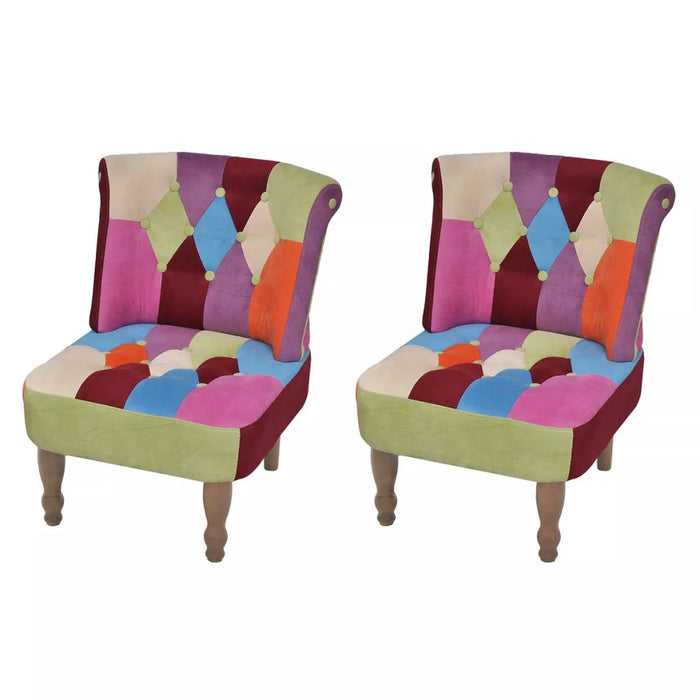 Medina Franse stoelen 2 st met patchwork ontwerp stof