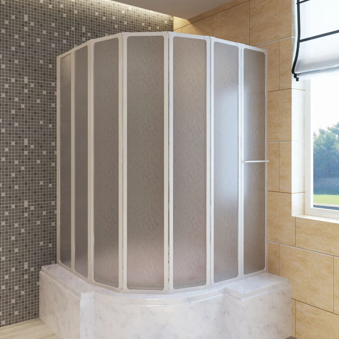 Douche en badscherm 140 x 168 cm 7 panelen met handdoekrek