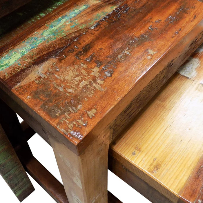 Medina 3-delige Bijzettafeltjesset vintage stijl gerecycled hout