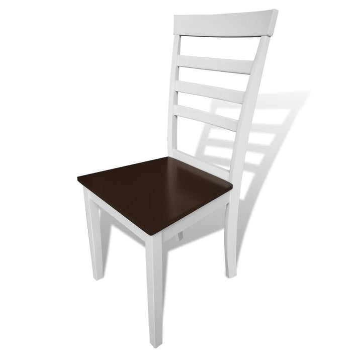 Medina Houten uitschuifbare eettafel set met 6 stoelen bruin en wit