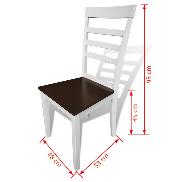 Houten uitschuifbare eettafel set met 8 stoelen (bruin-wit)