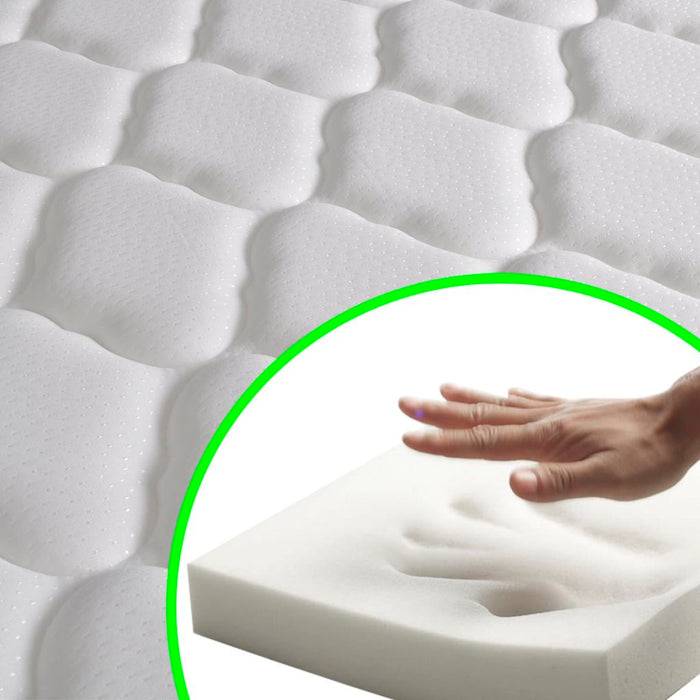 Medina Bed met traagschuim matras stof lichtgrijs 180x200 cm