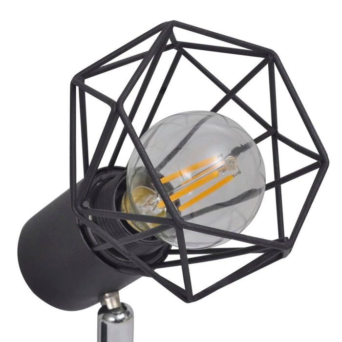 Lamp in industriële stijl met 6 LED spotjes, zwart