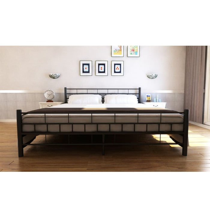 Medina Bed met matras gepoedercoat staal zwart 140x200 cm