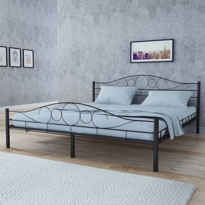 Medina Bed met matras gepoedercoat staal zwart 140x200 cm