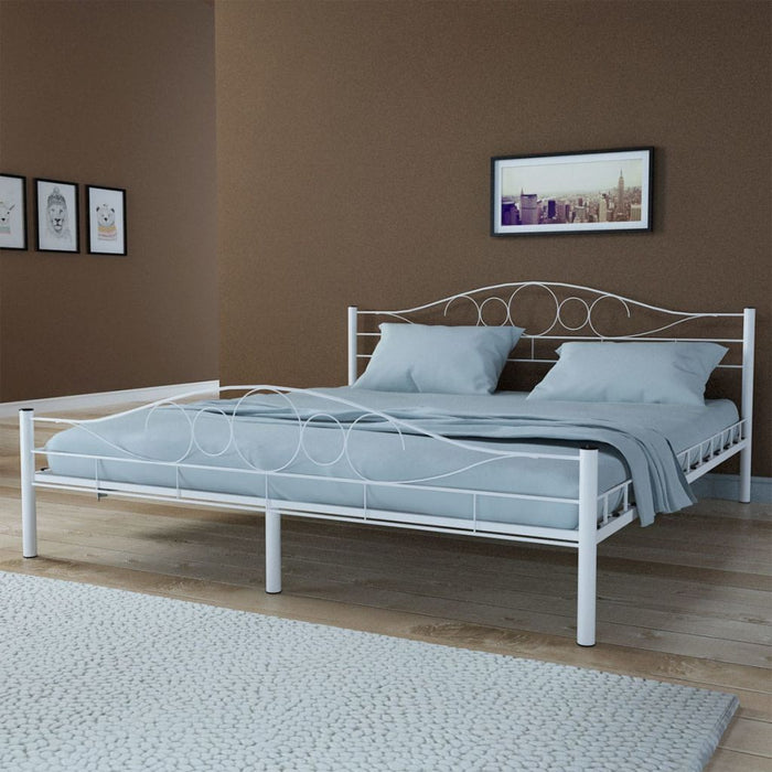 Medina Bed met matras gepoedercoat staal wit 180x200 cm