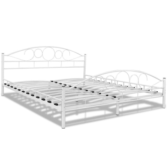 Medina Bed met traagschuim matras staal wit 180x200 cm