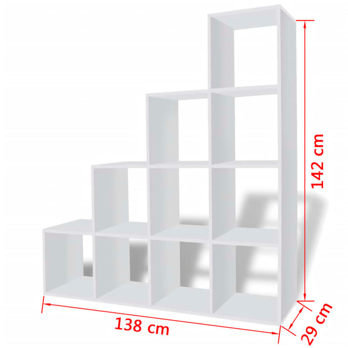 Medina Boekenkast/presentatiemeubel trapvormig 142 cm wit