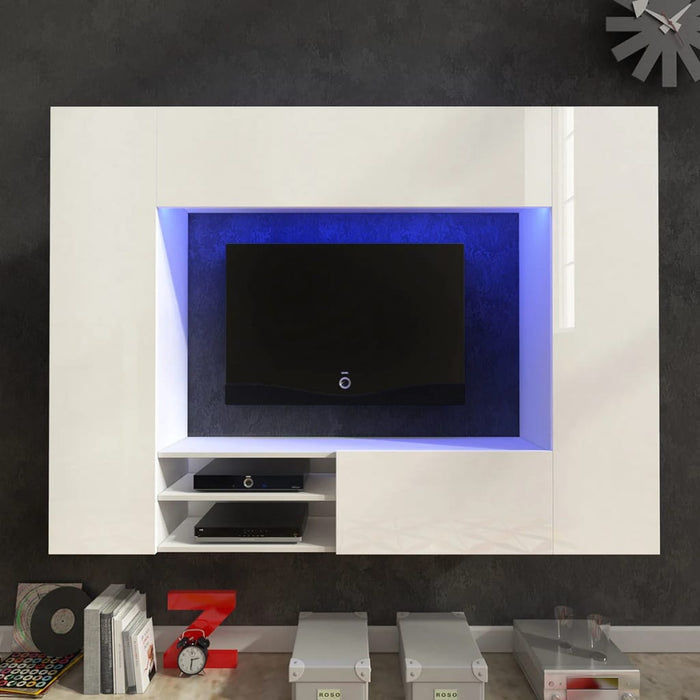 Wandmeubel wit hoogglans led voor tv 169,2 cm