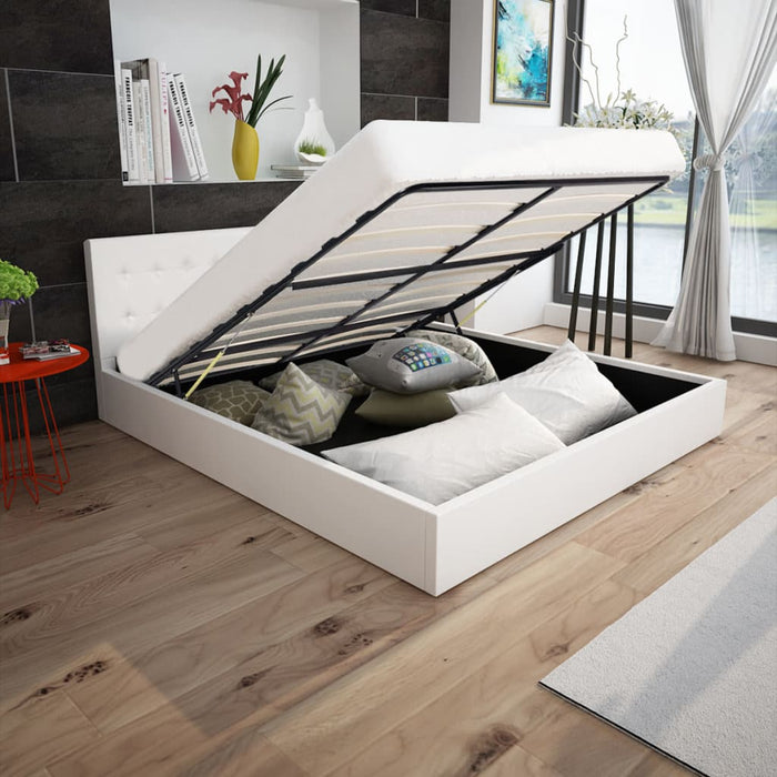 Medina Bed hydraulisch met opbergruimte en matras kunstleer 180x200 cm