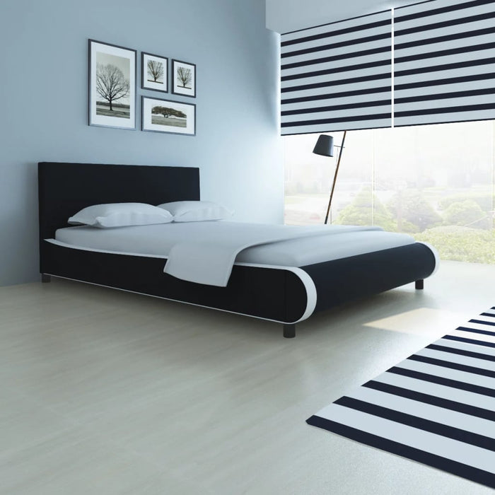 Medina Bed met traagschuim matras kunstleer zwart 140x200 cm