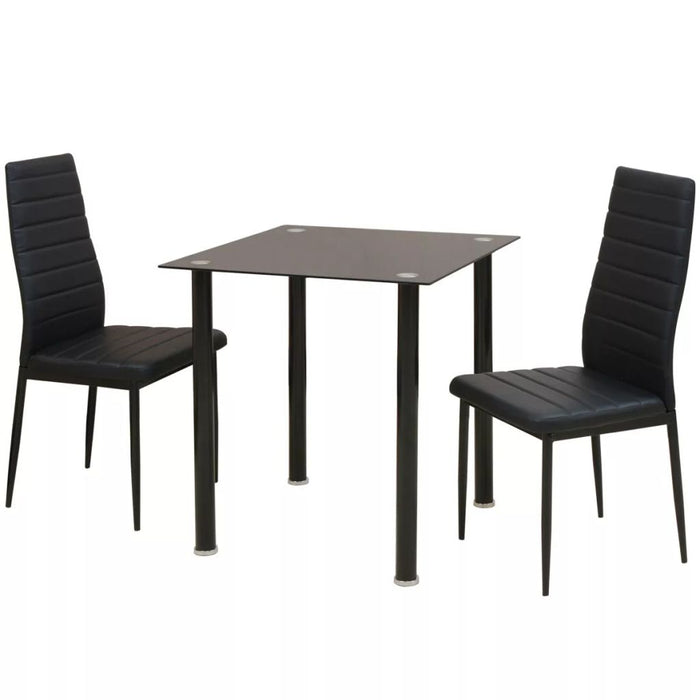 Medina Eetkamerset tafel en stoel zwart 3-delig