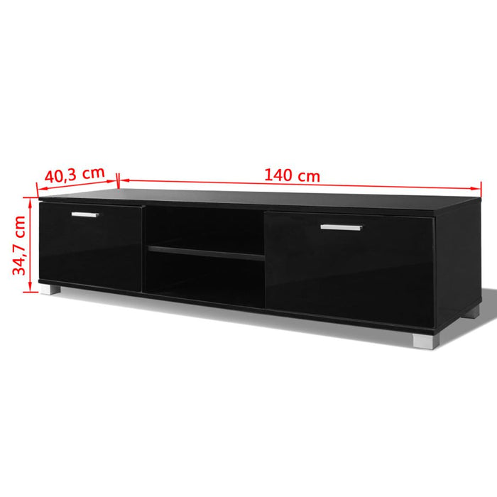 Medina Tv-meubel 140x40,3x34,7 cm hoogglans zwart