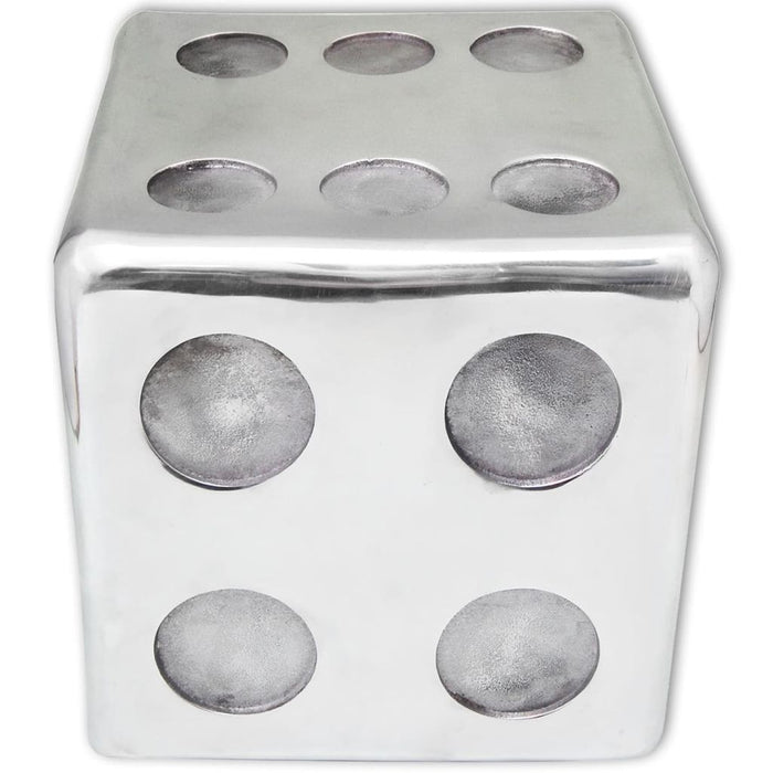Medina kruk/bijzettafel dobbelsteenvorm aluminium zilver