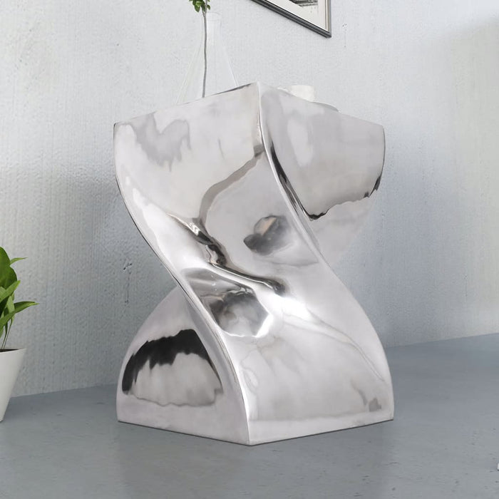 Medina Kruk/bijzettafel in gedraaide vorm zilver aluminium