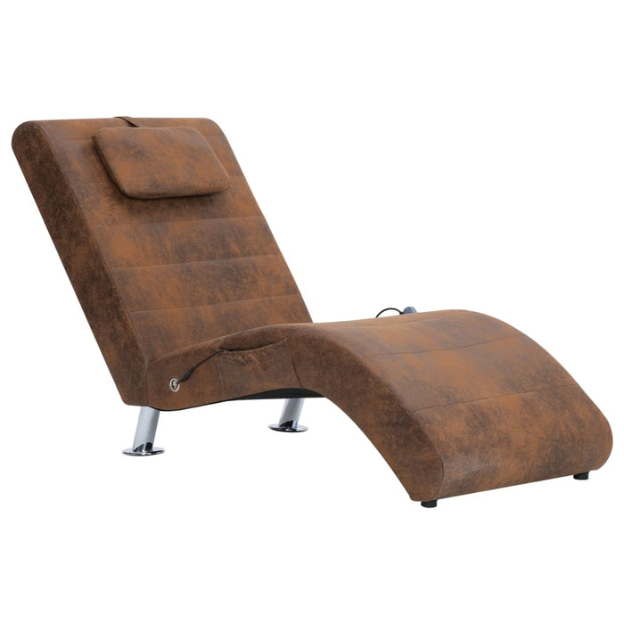 Medina Massage chaise longue met kussen kunstsuède bruin