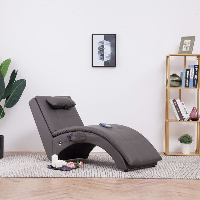 Medina Massage chaise longue met kussen kunstleer grijs