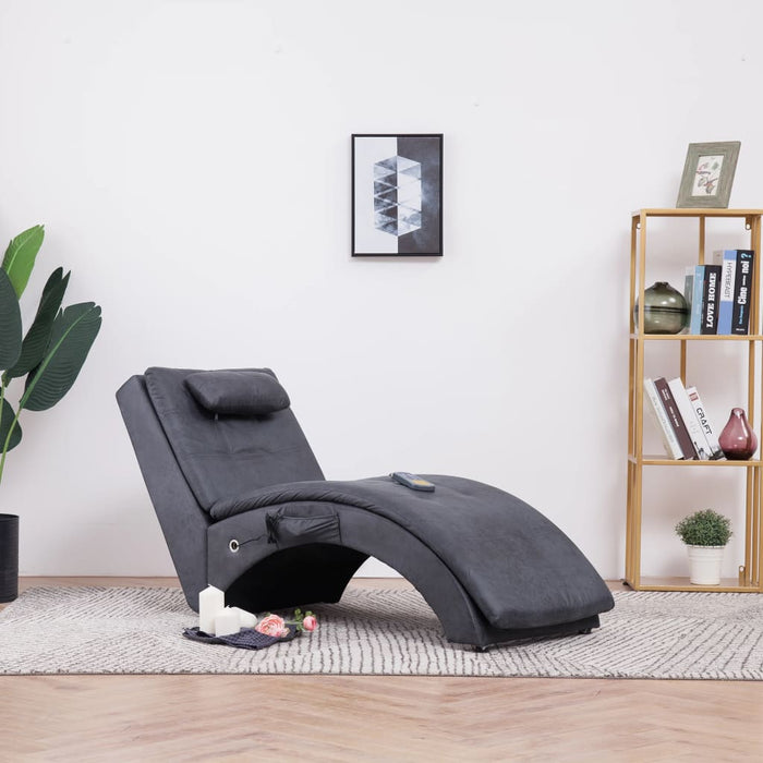 Medina Massage chaise longue met kussen kunstsuède grijs
